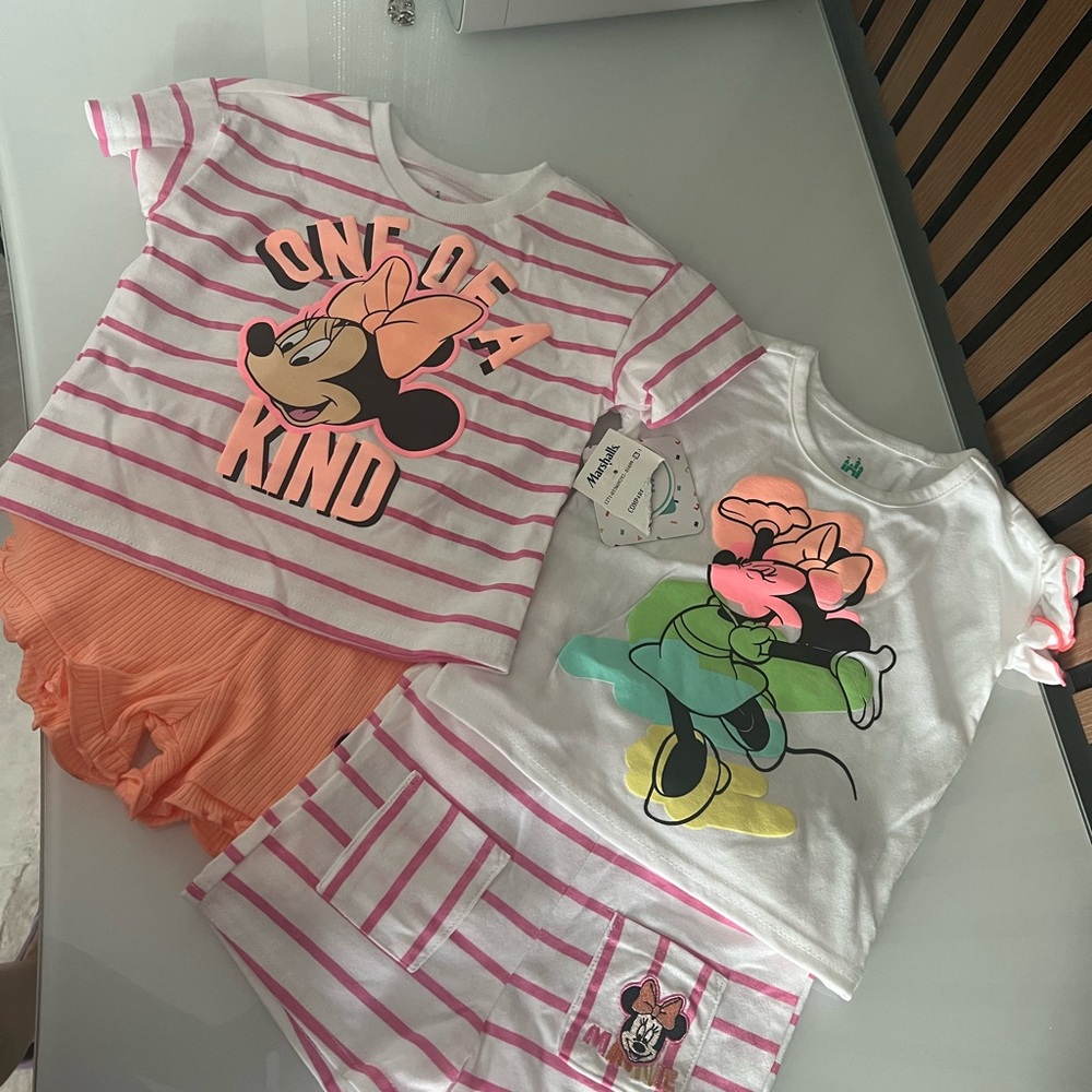 Disney Minnie Mouse Kids short Set - Pink and Orange Stripes
#83